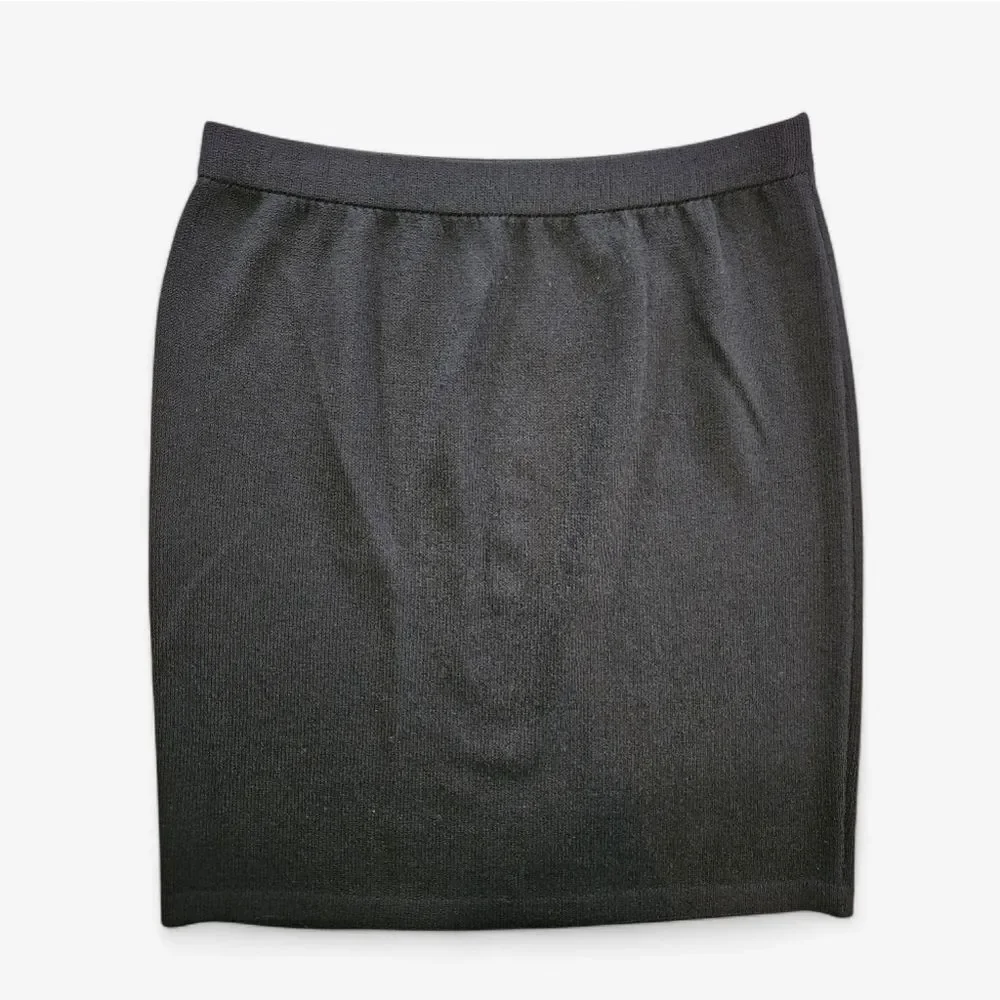 St.‎ John Basics Santana Knit Black Minimalist Straight Pull-On Pencil Skirt 12